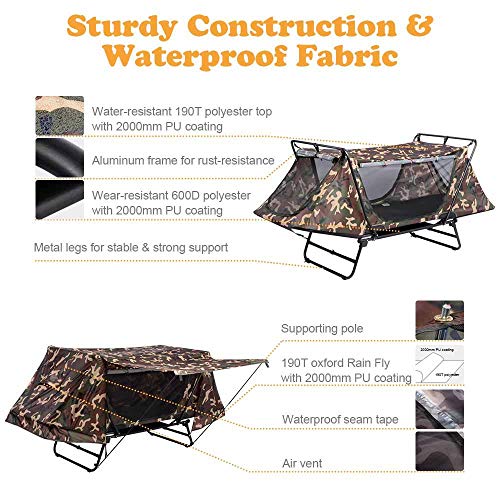 Single Tent Cot Folding Cot Tent with Rain Fly Bag Portable