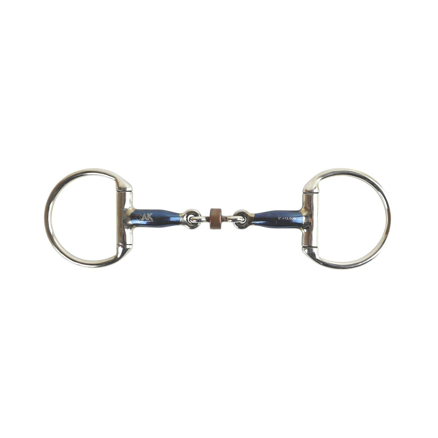 AK Sweat Iron Eggbut Double Jointed Lozenge with Cooper Roller Horse Riding Bits (5.50'', Blue-Silver)