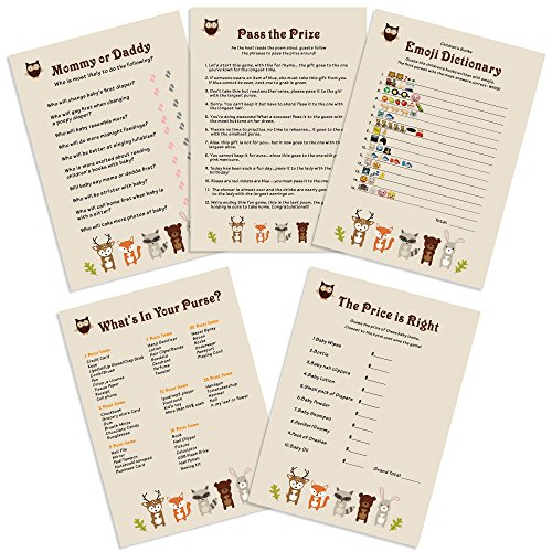Woodland Animals Baby Shower Games Card Pack For Boy Girl Fun