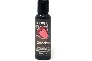 Hooker Lips Chocolate Lickable Body Oil. Made in Canada. Edible Flavoured Massage Oil. 60 ml.