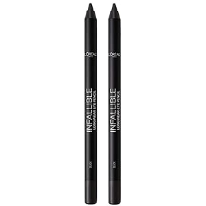 L'Oreal Paris Makeup Infallible Pro-Last Pencil Eyeliner, Waterproof & Smudge-Resistant, Glides on Easily to Create any Look, Black, 2 Count