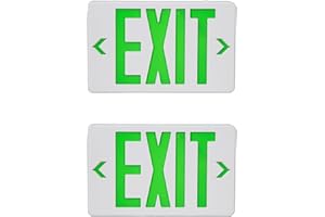 CM MZY LED Exit Sign with Emergency Lights,Exit Sign Light with Battery Backup, Double Side Green Letter Commercial Emergency Exit Sign Lights,AC 120-277V, UL Certified,2PCS