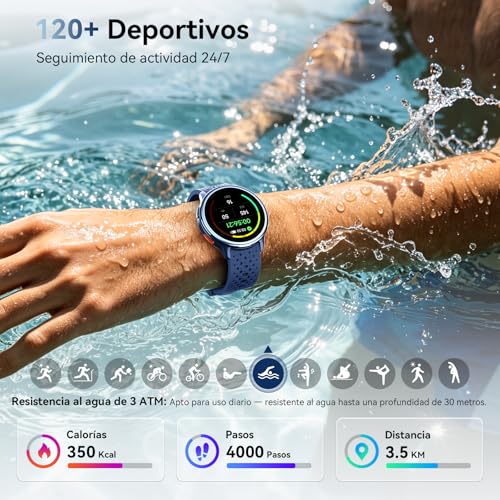 Men's Smart Watch 1.27 Inch Smartwatch Woman Round 2 Straps, Sleep Monitor Health and Fitness Functions 120+ Sports Modes 3ATM Waterproof for iPhone/Samsung/Android NBlack