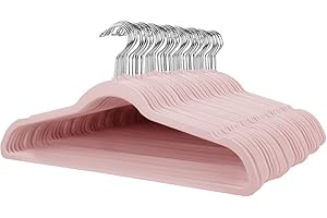 Stormix 52 Pack Velvet Hangers, 17.3 x 8.9 Inches Clothes Hangers, Non Slip Dresses Hangers with Shoulder Notches for Adult Pink