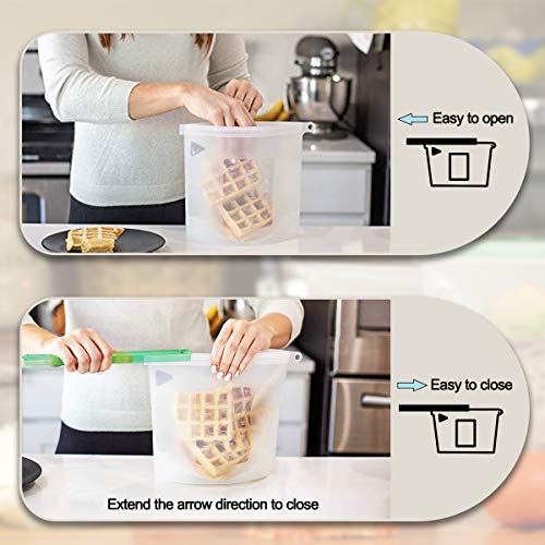 Reusable Silicone Food Storage Bags (Set of 9)-3xLarge 50oz, 6xMedium 30oz, Sungwoo Airtight Seal Food Preservation Bag/Food Grade/Versatile Silicone bags for Sandwich, Liquid, Snack, Meat, Vegetable - Thumbnail 2