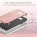 BENTOBEN Case for Galaxy S7 Edge, Luxury Glitter Bling 2 in 1 Hybrid Hard Covers Laminated Sparkly Shiny Faux Leather Chrome Shockproof Bumper Protective Case for Samsung Galaxy S7 Edge, Rose Gold