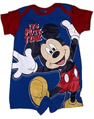 Mickey Mouse Baby Boys ' It's Play Time ' Classic Print Romper - Red Blue