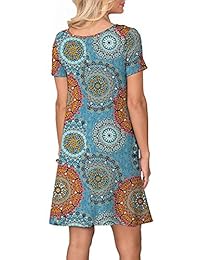 Yidarton - Vestido de verano para mujer, sin mangas, floral, suelto, con bolsillos