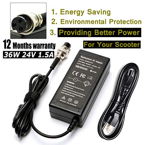 Review LJO-EEIH 24V 1.5A Battery Charger for Razor E100 E200 E300 MX350 MX400 ZR350 E125 E150 E175 E...