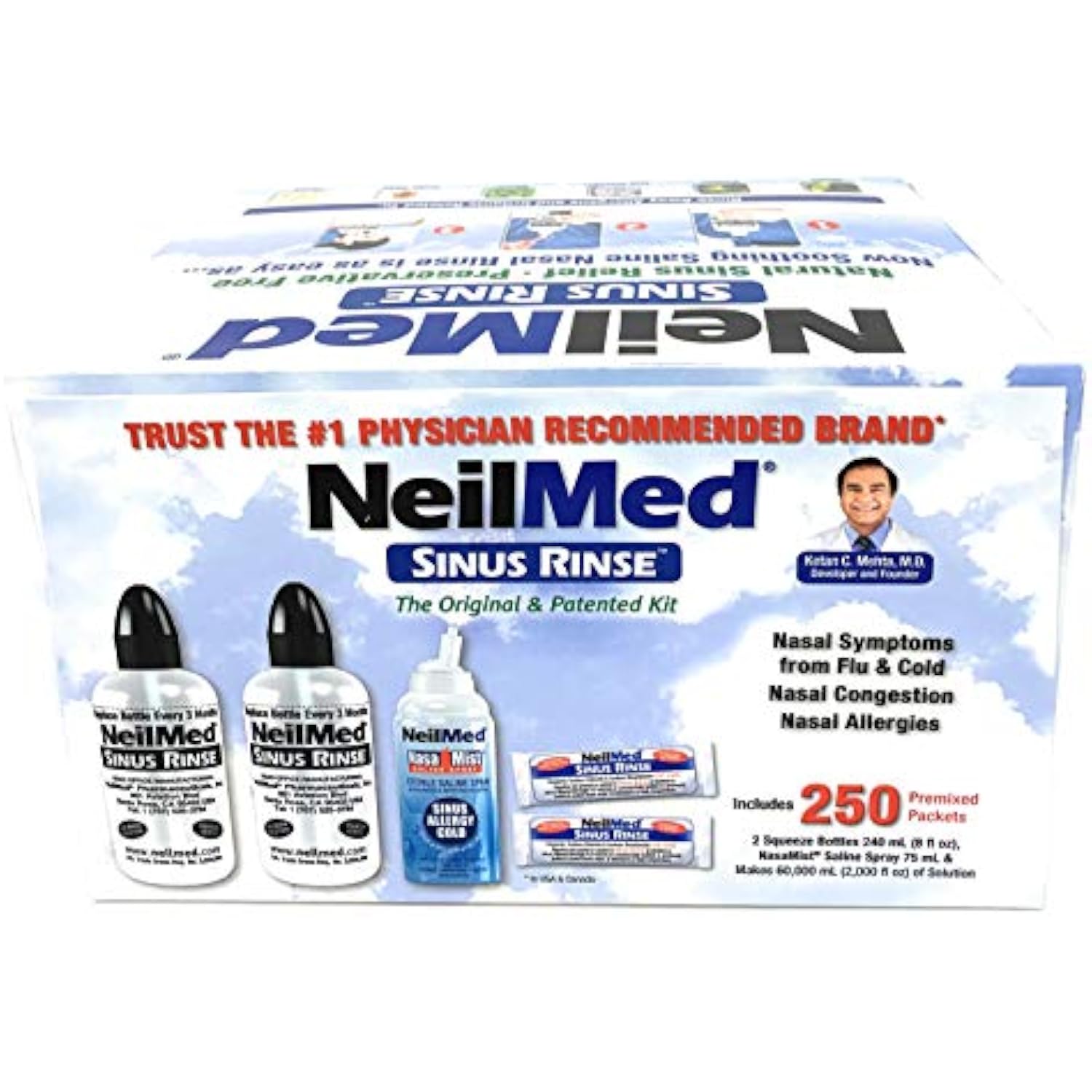 NeilMed Sinus Rinse 250パケット入り NeilMed Sinus Rinse - 2 Bottles - 250 Premixed Packets,5 Piece Set