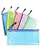 Newbested 30 PCS 5 Colors Plastic Zip File Paper Document Folder Bags Storage Pouch Waterproof Plastic Double Layer Zipper File Bags Invoice Pouches Bill Bag Pencil Pouch Pen Bag