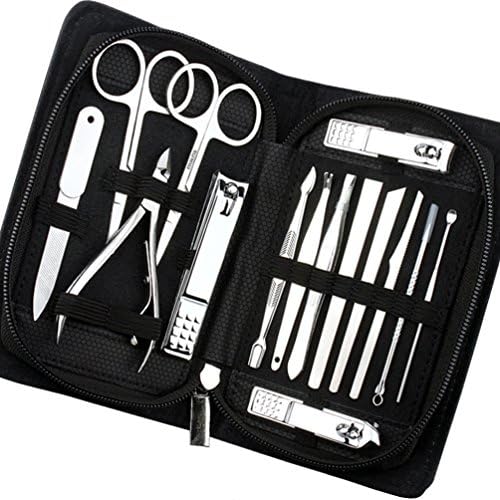 Ankoor 15 Pcs Manicure Pedicure Set, Stainless Steel Nail-Clippers Hygiene Toenail Clippers with Travel Case Kit