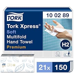 Tork Xpress zachte multifold papieren handdoeken 100289 – H2 Premium vouwhanddoeken voor handdoekdispenser – extra zacht…