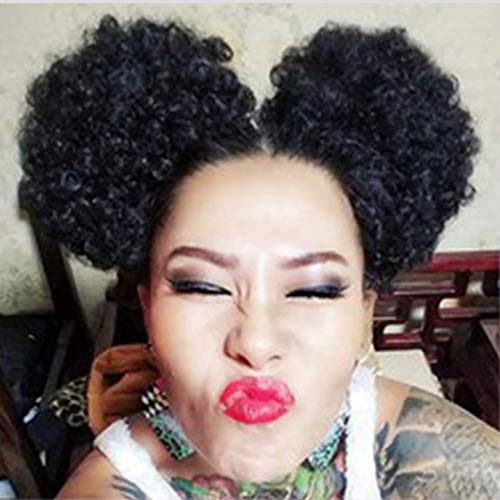 Wffo 1 Piece Synthetic Afro Kinky Curly Explosion Ponytail Hair Extension Drawstring Ponytail Puff Wig (C)