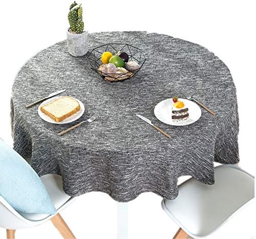 Cotton Linen Solid Color Tablecloth Round Simple Style Table Cover for Kitchen Dining Tabletop Linen Decor (Dark Gray, Round - 70 Inch)