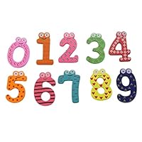 BONAMART 10 pcs Magnetic Arabic Numerals Wooden Fridge Magnets Baby Kids Education