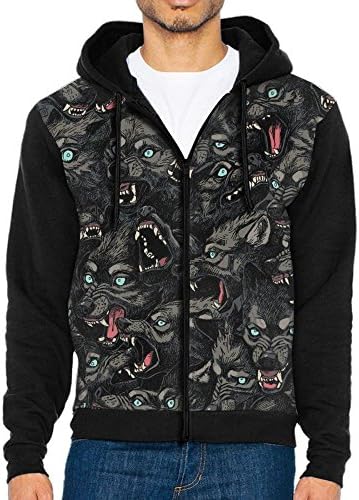 Fashion Animal Wolf 3d Graphic Pockets Raglan Hoodies Shirt Zip Men Mens Hip Hop Color Block Zip-up Sweat Shirt 80s