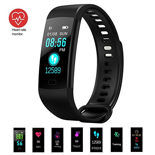 Fitness Tracker, Activity Tracker Fitness Watch with Heart Rate Monitor Color Screen,Waterproof Smart Bracelet with Step Counter,Calorie Counter,Pedometer for Kids Women Men Android iOS