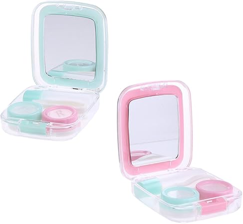 Amazon 2セット コンタクトレンズケース コンタクトケース 収納ケース 旅行 かわいい ミニ コンタクトレンズケースホルダー ミラー付き Kesoto コンタクトケース