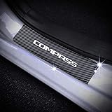 SENYAZON Compass Decal Sticker Carbon Fibre Vinyl Reflective Car Door Sill Decoration Scuff Plate for Jeep Compass (White)