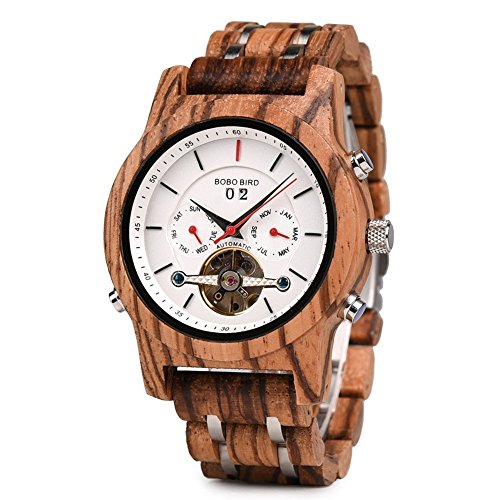 Automatic Wooden Mens Watches Mechanical No Battery Need Handmade Wood Watch Luxury Brand Wristwatches
