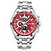 Readeel® Red Stylish Quartz Movt Stainless Steel Watchband Mens Wrist Watch
