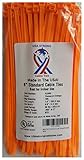 USA Strong Cable Ties. Pliable standard duty 50 LB Tensile Strength nylon self-locking wire management zips | 100 Pack | MADE IN THE USA! (8 Inch, Florescent Orange)