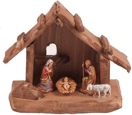 Immagini Capanna Di Natale.Scenario Presepe Capanna In Legno Con Nativita Natale Decorazione Amazon It Casa E Cucina