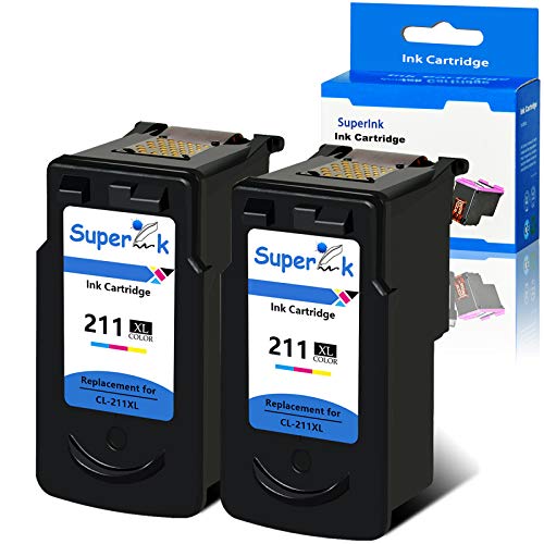 SuperInk Remanufactured Ink Cartridge Compatible for Canon CL-211XL 211XL 211 (Tri-Color, 2-Pack)