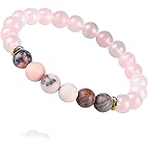 HOZEAL Handmade Rose Quartz Bracelet, Pink Crystal Stone Love Friendship Chakra Bracelet, Prosperity Business Money Energy Wealth Good Luck Feng Shui Beaded Bracelet for Men Women