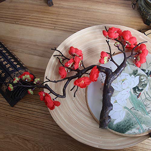 Alisy Plum Blossom Artificial Flowers, Silk Fake Flowers Floral for Home Bridal Wedding Bouquet Party Decor