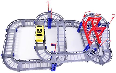 Meyall Infinite Combinations Track Racing Rail Car for Kids Developing Thinking Faculty and Handwork Ability with 88 pcs Plastic Components and an AA Battery-Powered Toy Car (Battery Not Included)