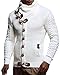 Leif Nelson Men's Knitted Turtleneck Jacket - Winter Cardigan Sweaters for Men White