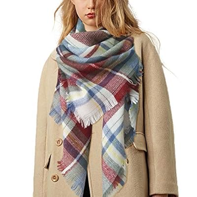 Women's Soft Plaid Winter Scarf - Infinity Large Warm Shawl Tartan Pashmina Fashion Blanket Big Travel Wrap For Women
