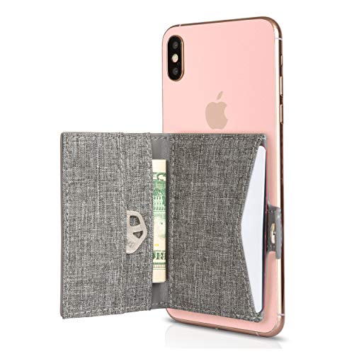 Cell Phone Wallet Stick on Card Holder Phone Pocket for iPhone, Android and All Smartphones (Charcoal Grey)