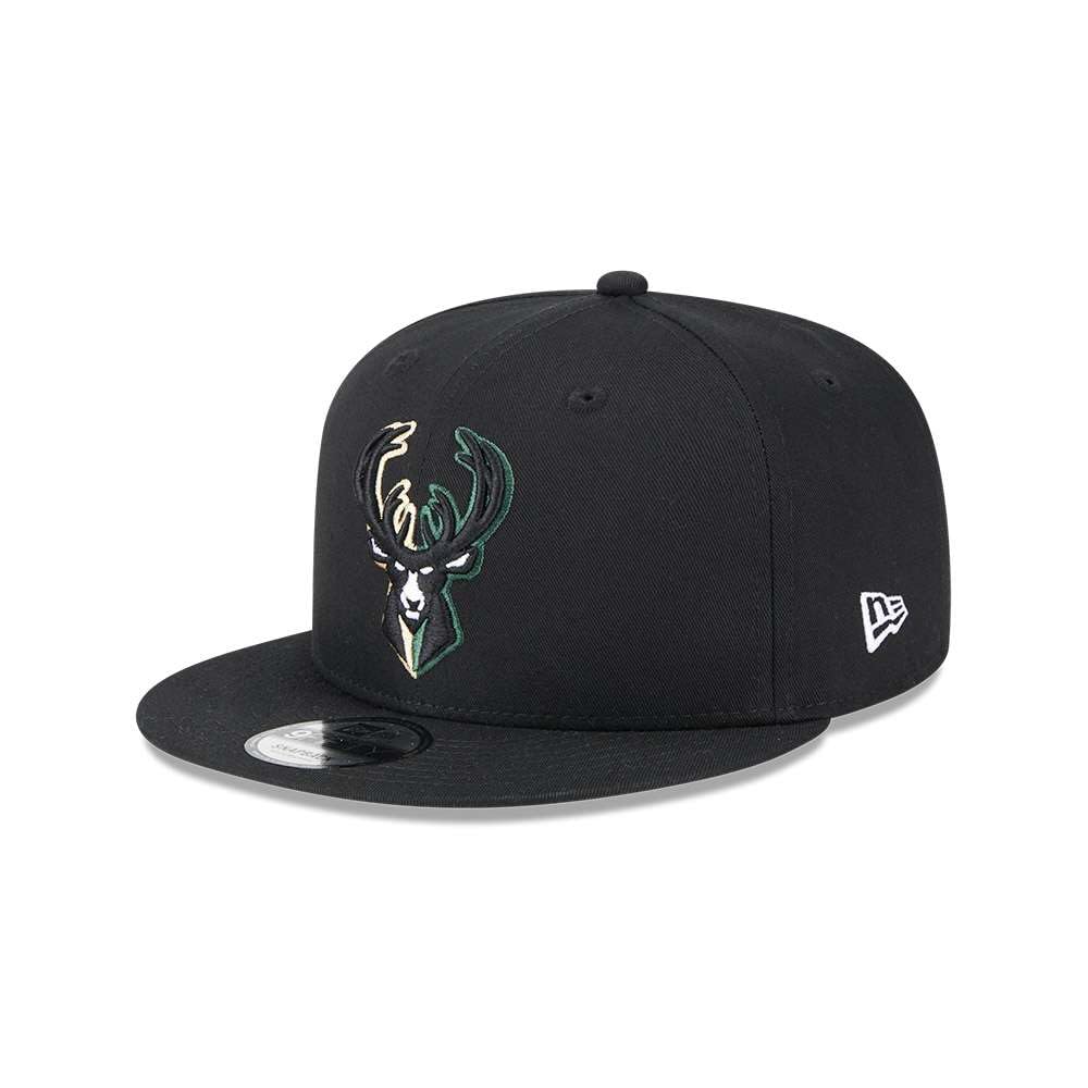 New Era Men's 950 NBA Milwaukee Bucks Split Logo 9Fifty Baseball Cap Black