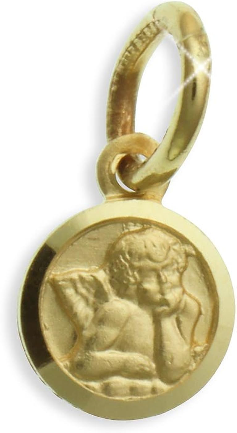 Schutzengel Anhänger 14 Karat Gold – 12mm Durchmesser Mit Kostenloser Gravur