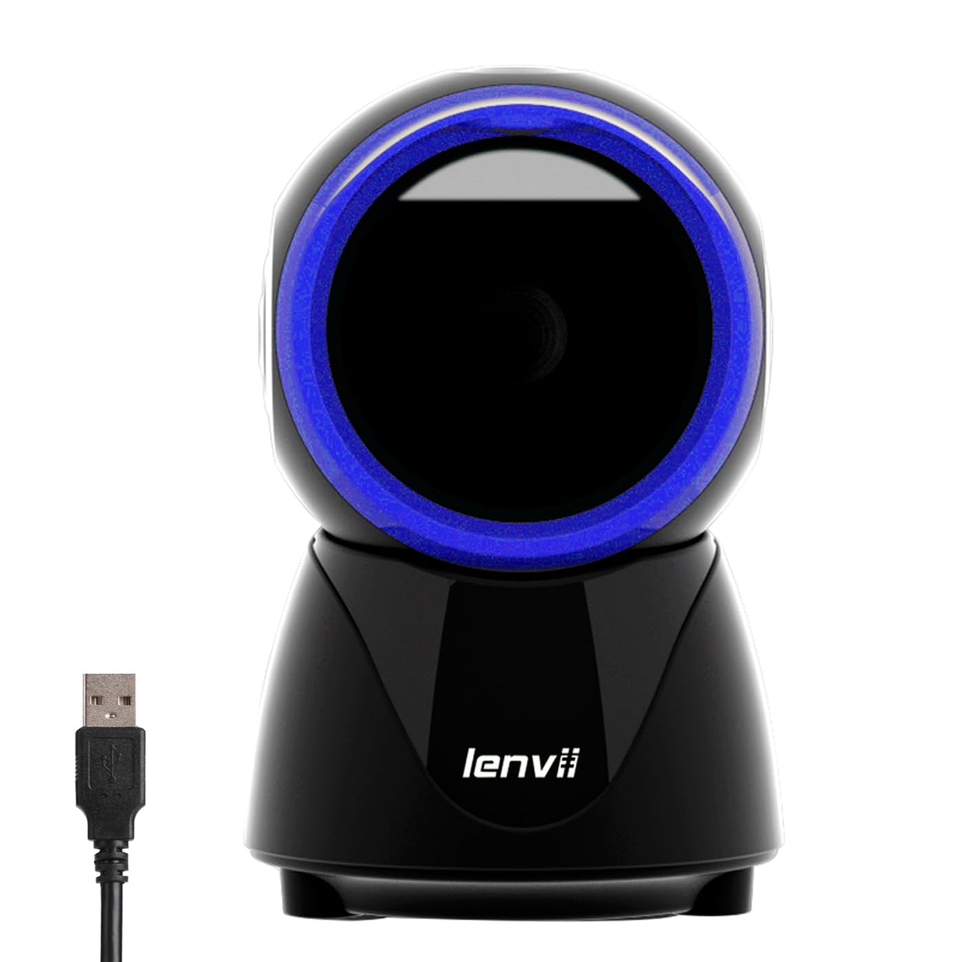 LENVII Desktop Hands-Free Barcode Scanner, Omnidirectional QR Code Reader 1D/2D/QR Code Scanner Wired USB Barcode Scanner for Windows Mac OS Linux PC
