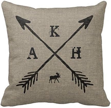 Burlap Style Arrows Monogram Letters And Moose Pillow Case Cushion Cover