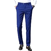 Men's Striped Dress Pants Casual Pinstripe Trousers Slacks Slim Fit Lightweight Classic Work Business Suit Pants