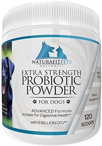 Naturafitpets Probiotic Powder for Dogs Extra Strength - 120 Servings Per Tub. Advanced Formula Scoops for Digestive Health