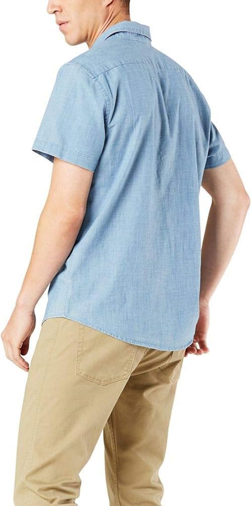 Dockers Men's Short Sleeve Button-Down Modern Fit Supreme Flex Poplin Shirt at  Men’s Clothing store