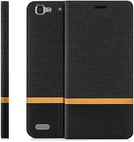 Huawei GR3 (P8 Lite SMART) Case Protector Flip Cover [zanasta Designs] Premium Phone Wallet with Card Holder Slots [Slim Profile], Foldable Stand, Black