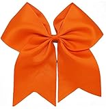 Kenz Laurenz Cheer Bows Orange Cheerleading Softball - Gifts for Girls and Women Team Bow with Ponytail Holder Complete your Cheerleader Outfit Uniform Strong Hair Ties Bands Elastics by (1)