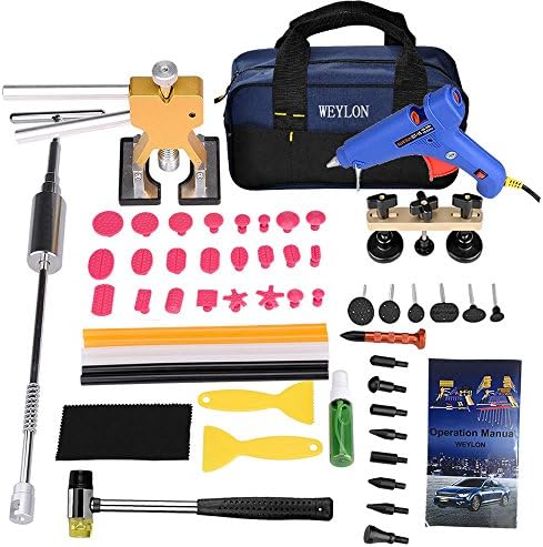 Weylon 56Pcs Car Auto Body Dent Removel Paintless Repair Tool Kits Slide Hammer Glue Gun Stickers