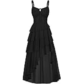 Scarlet Darkness Women's Ruffle Sundresses 2026 Summer Chiffon Gothic Pirate Renaissance Corset Dress