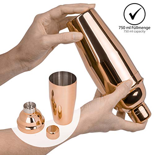 ONVAYA® Cocktail Set in Rosé-Gold | Cocktail Geschenkset mit Bambus-Halter | Cocktail Shaker Set | professionelles… – Bild 6