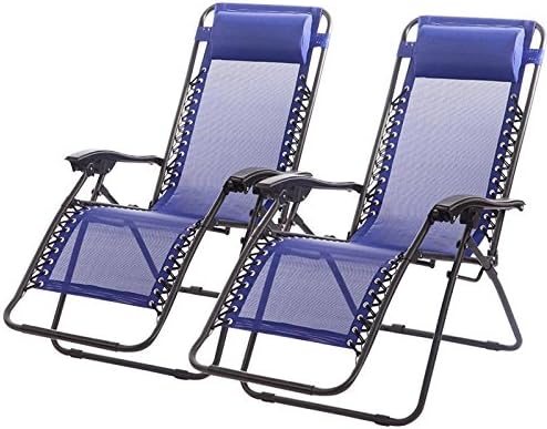 New Zero Gravity Chairs Case Of 2 Lounge Patio Chairs Outdoor Yard Beach O62/Blue