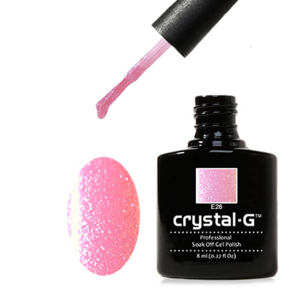 E26 Baby Pink Glitter Gel Polish CrystalG, Soft Creamy Solid Baby