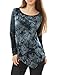 Allegra K Women's Long Sleeves Tie-Dye Handkerchief Hem Top M Dark Grey